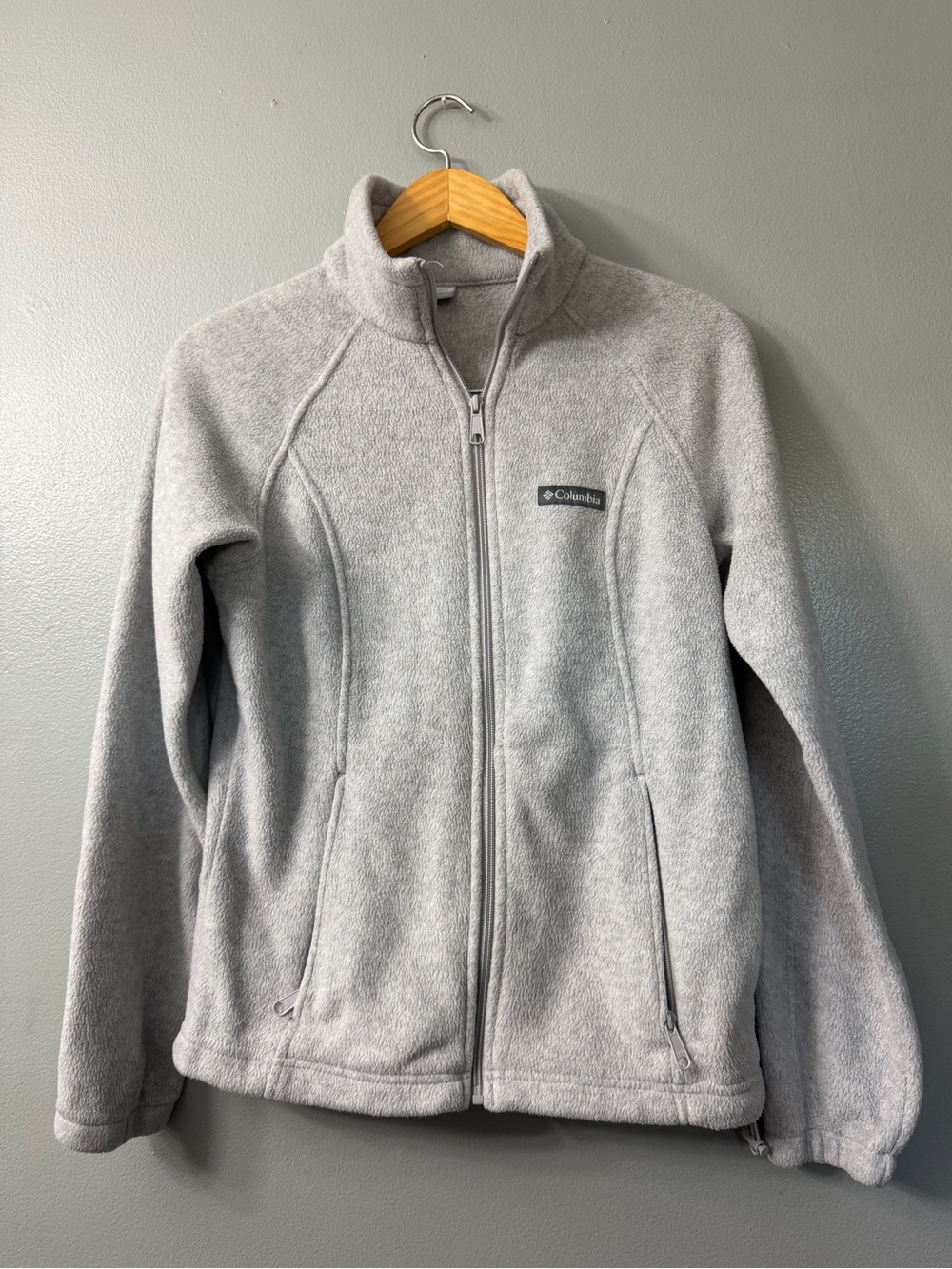 Columbia Light Gray Full-Zip Teddy Fleece Jacket medium